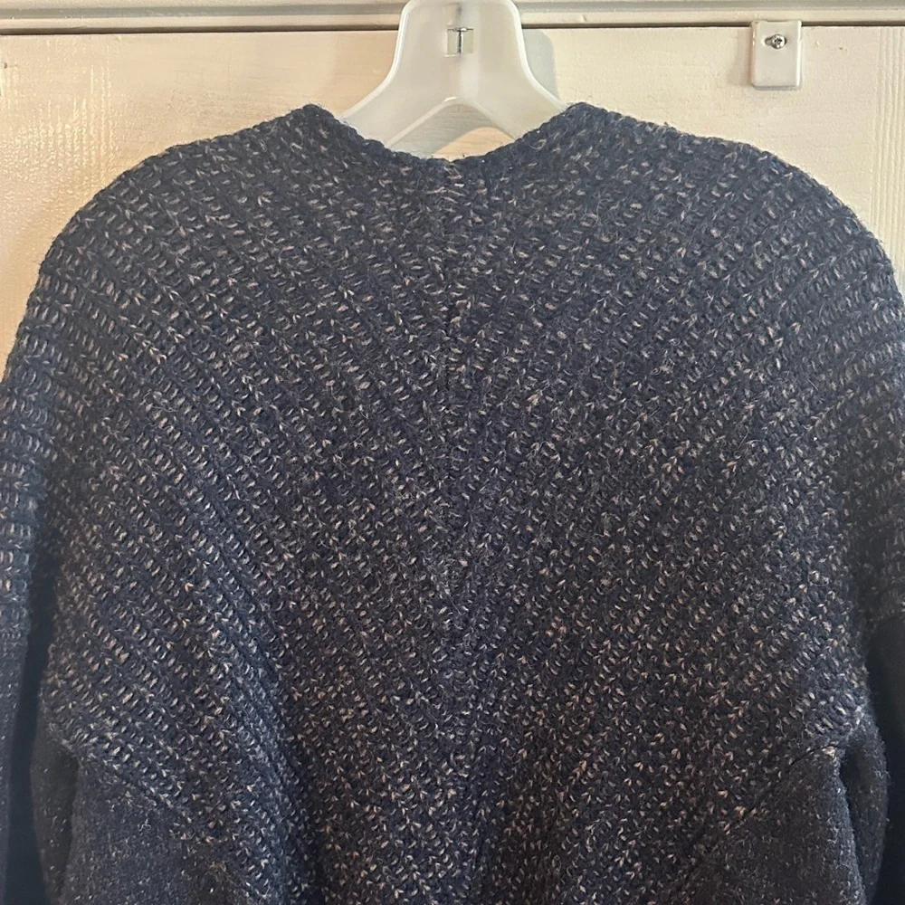 GAP Women's Navy Open Front Cardigan 100% Lambswool M Cozy Cottagecore Fisherman